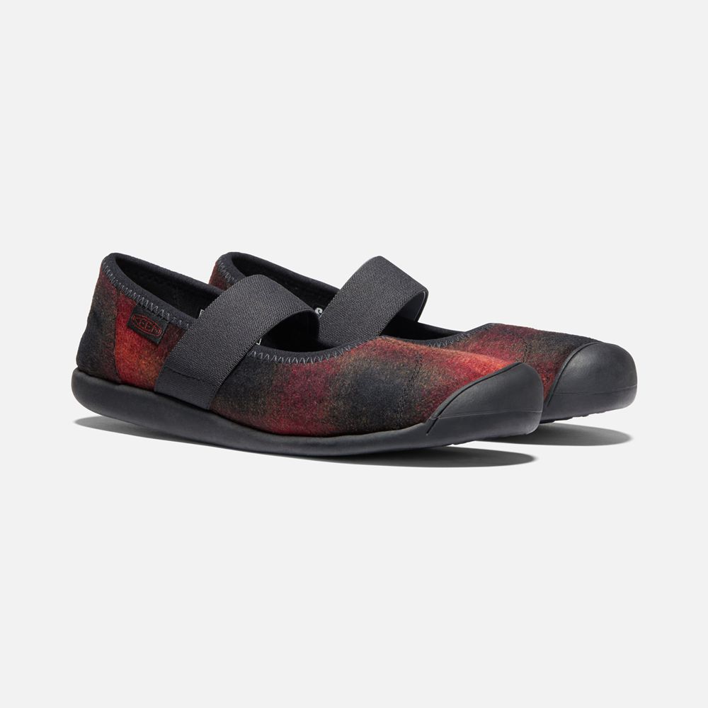 Slip-On Keen Femme Rouge/Noir | Sienna Plaid Mary Jane | HMRVJ-3146